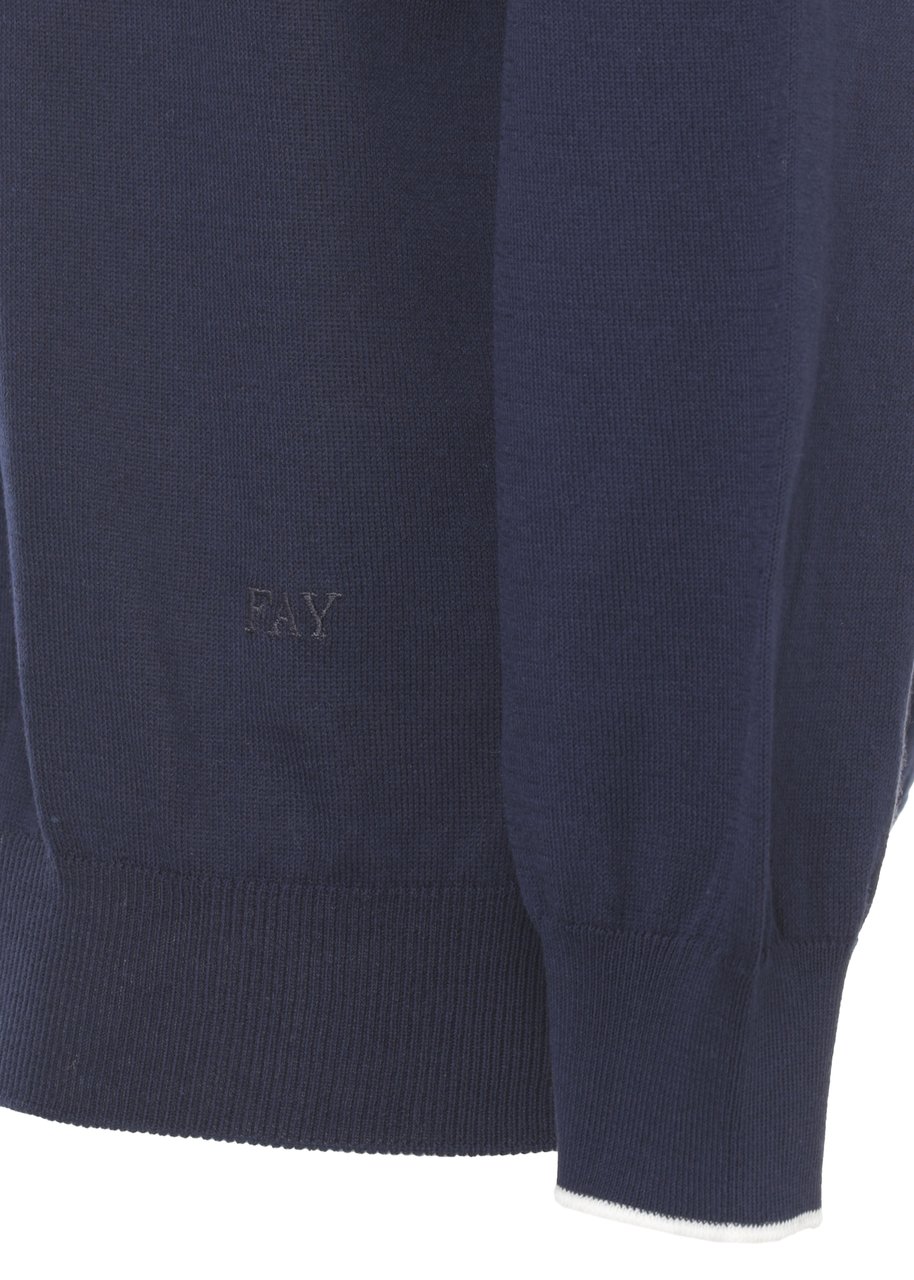 Fay Blue Logoed Cotton Crewneck Sweater Zwart