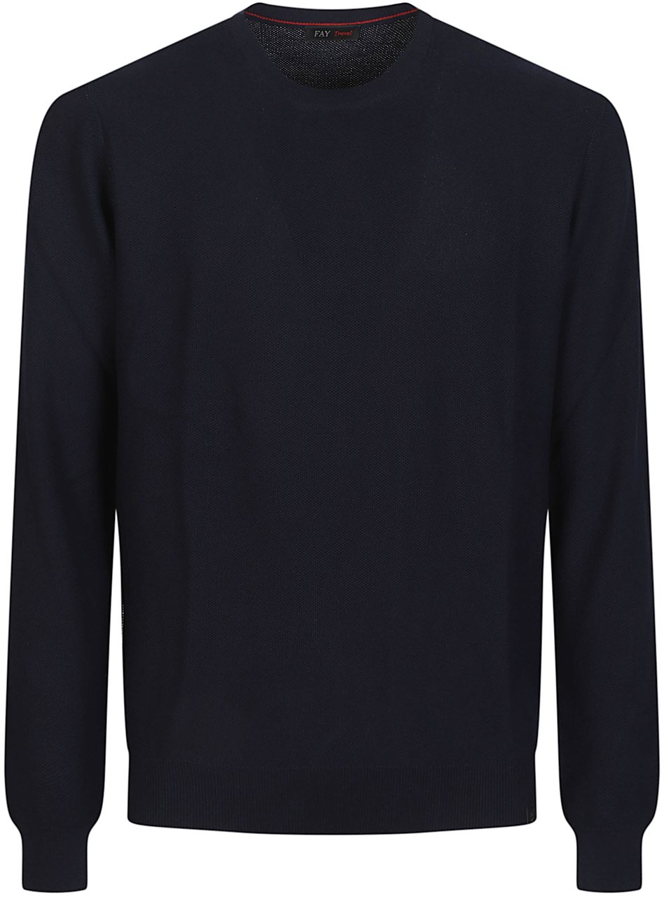 Fay Round Neck Sweater Blue Blauw