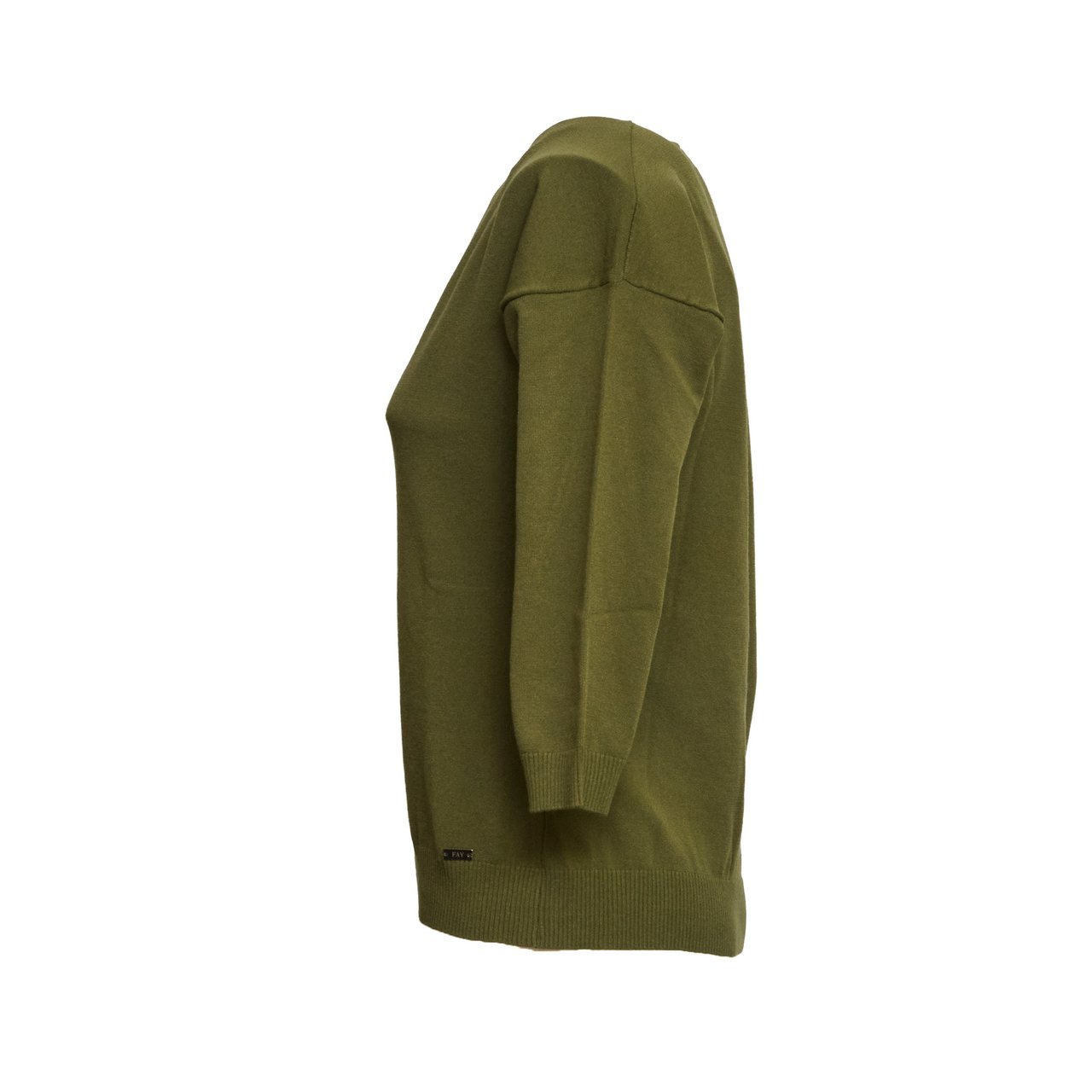 Fay Three-Quarter Sleeve V-Neck Sweater Groen