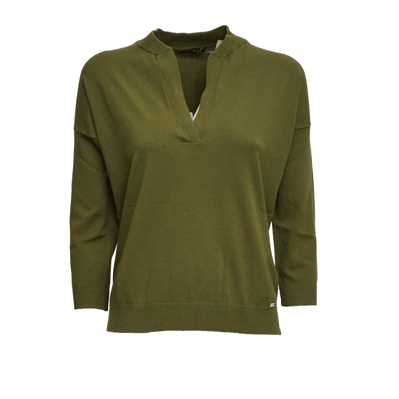 Fay Three-Quarter Sleeve V-Neck Sweater Groen