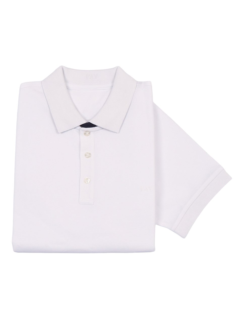 Fay Short Sleeve Piquet Bicolor Polo Shirt Wit