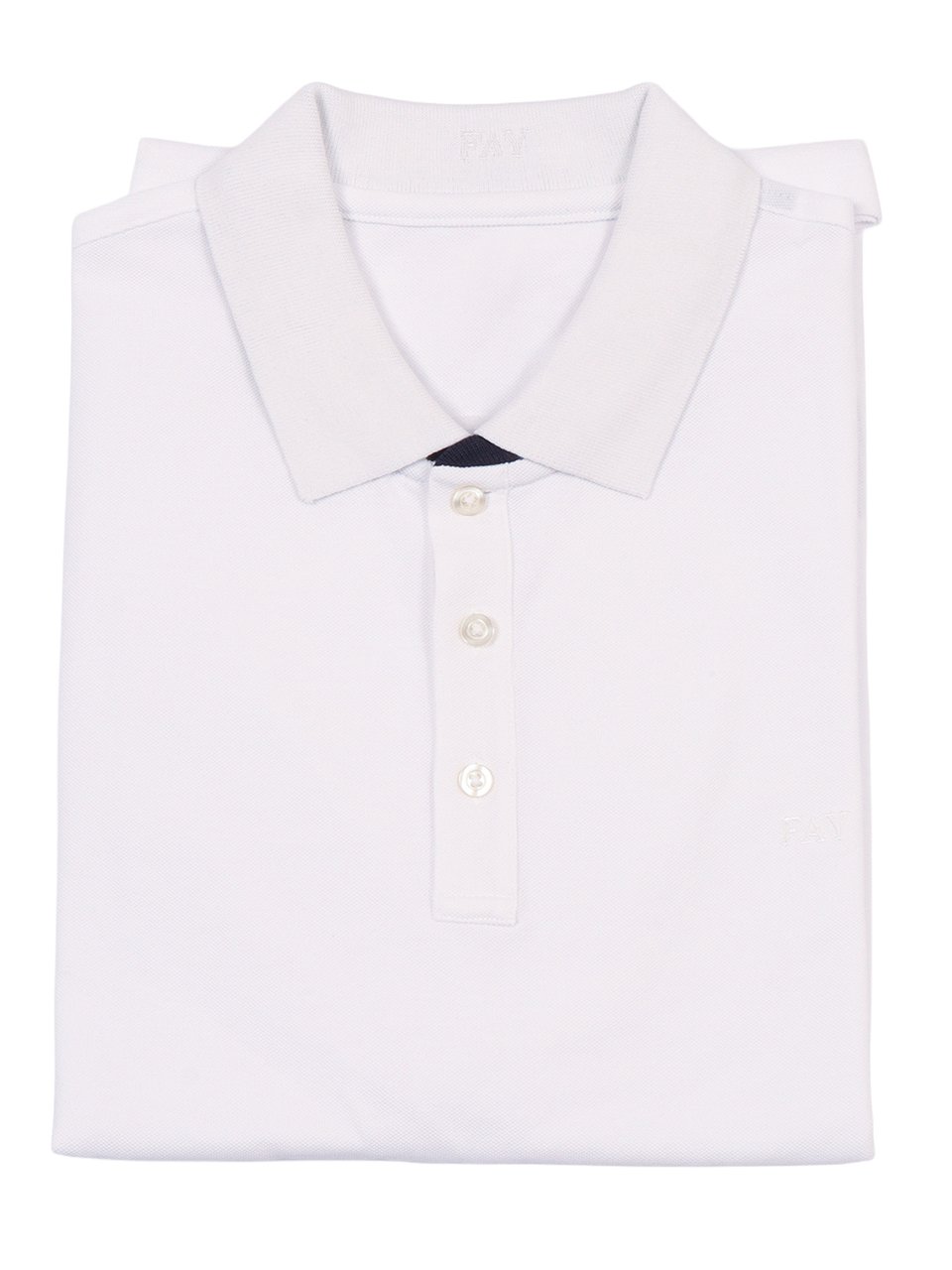 Fay Short Sleeve Piquet Bicolor Polo Shirt Wit