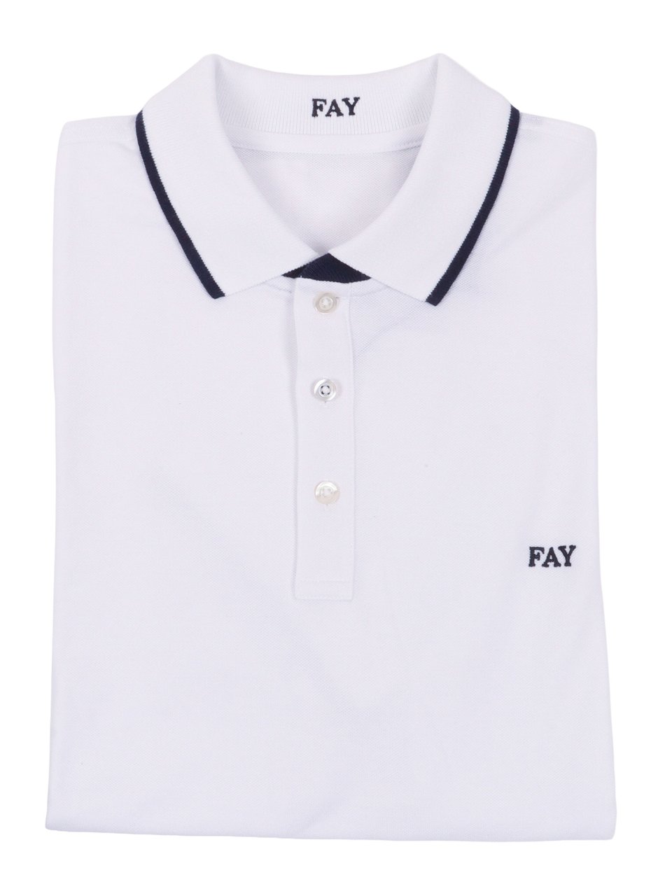 Fay Short Sleeve Double Collar Polo Shirt Wit