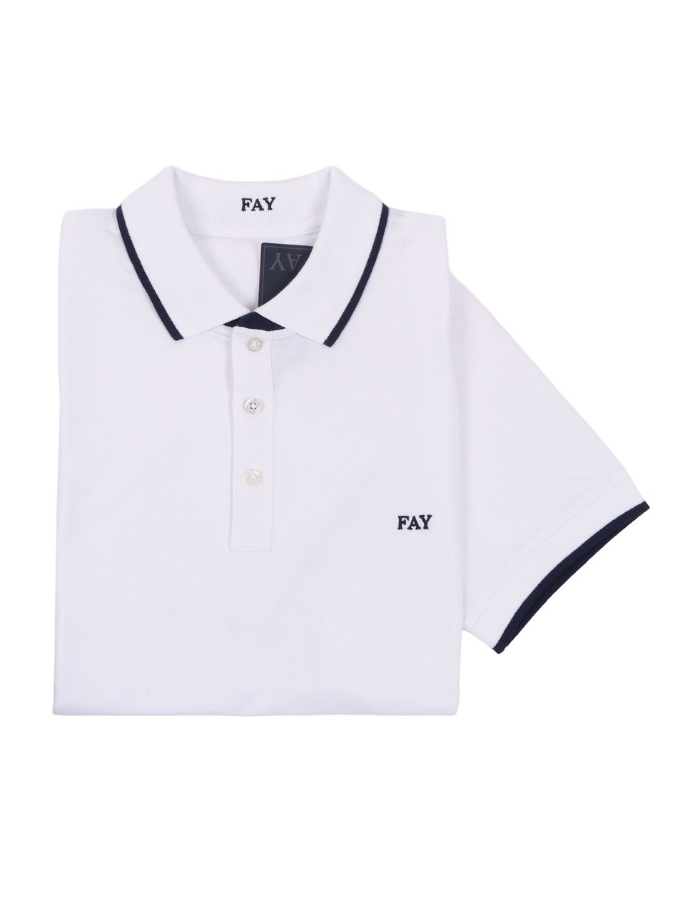 Fay Short Sleeve Double Collar Polo Shirt Wit