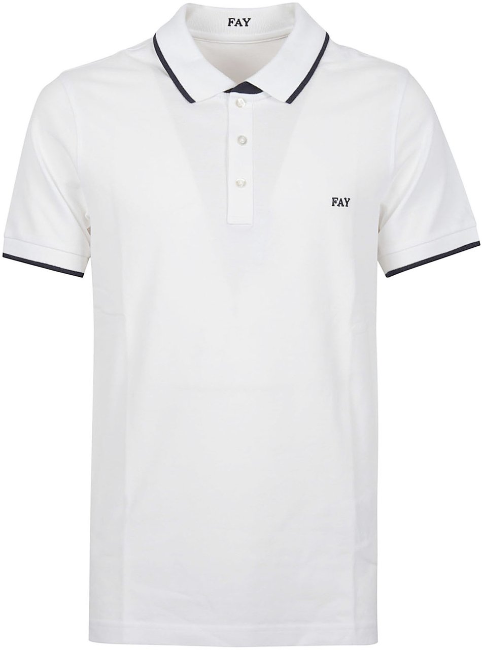 Fay Short Sleeve Slim Fit Polo Shirt White Wit