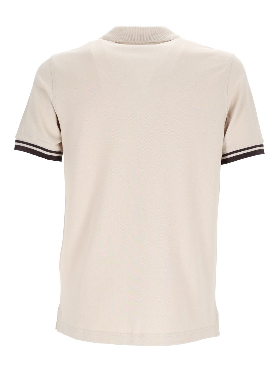 Fay Beige Striped Cuffs V Notch Polo Shirt Neutraal