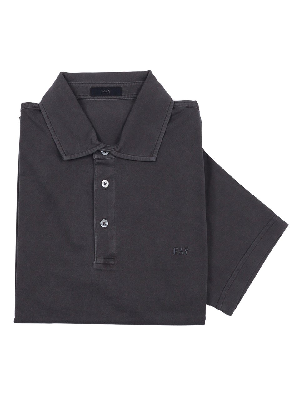 Fay Black Cotton Jersey Frosted Polo Shirt Zwart