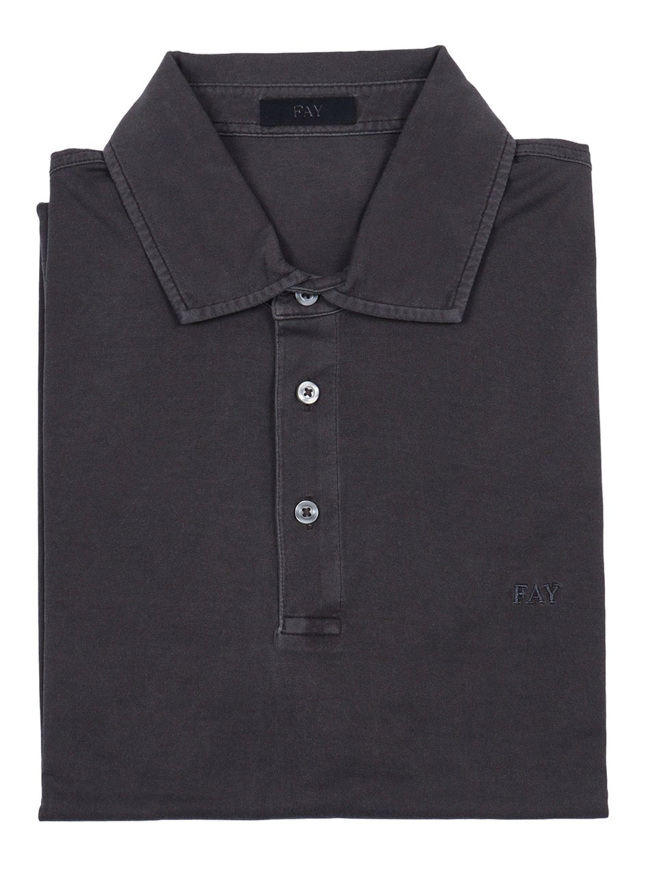 Fay Black Cotton Jersey Frosted Polo Shirt Zwart