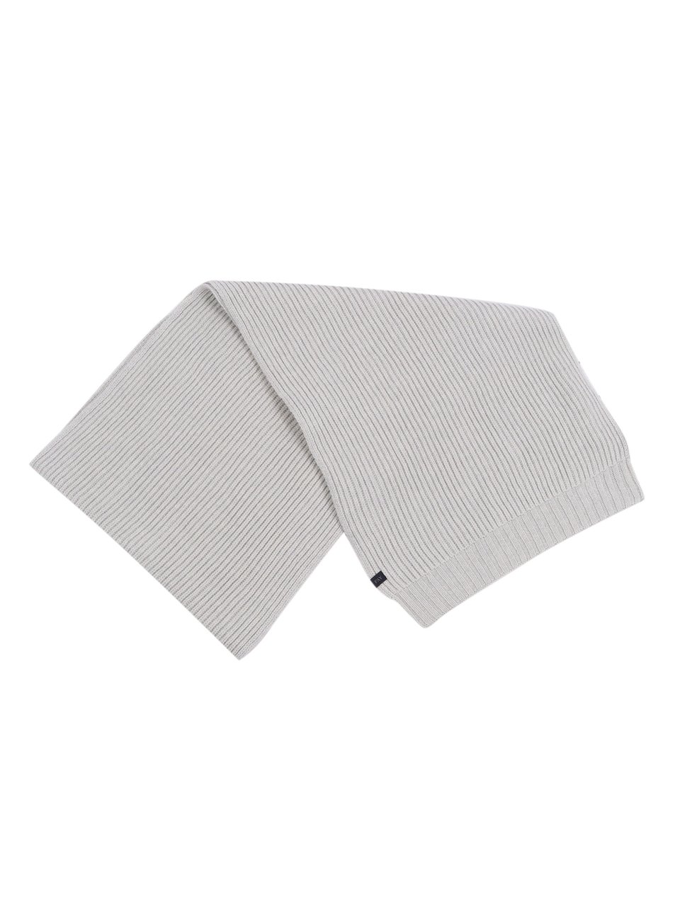 Fay Finely Ribbed Knit Scarf In Light Neutral Tone Wit