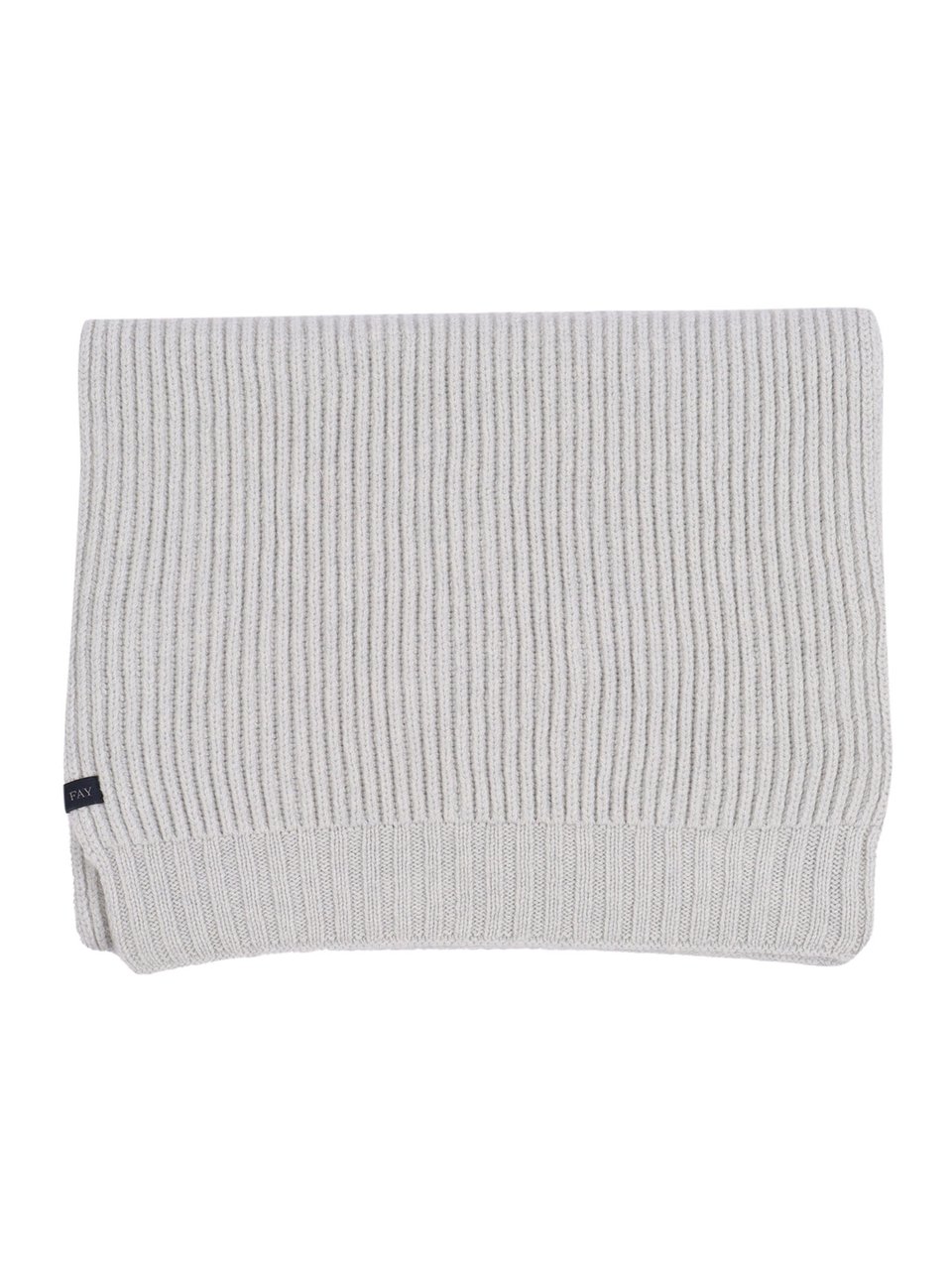 Fay Finely Ribbed Knit Scarf In Light Neutral Tone Wit