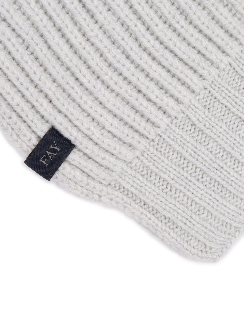 Fay Finely Ribbed Knit Scarf In Light Neutral Tone Wit