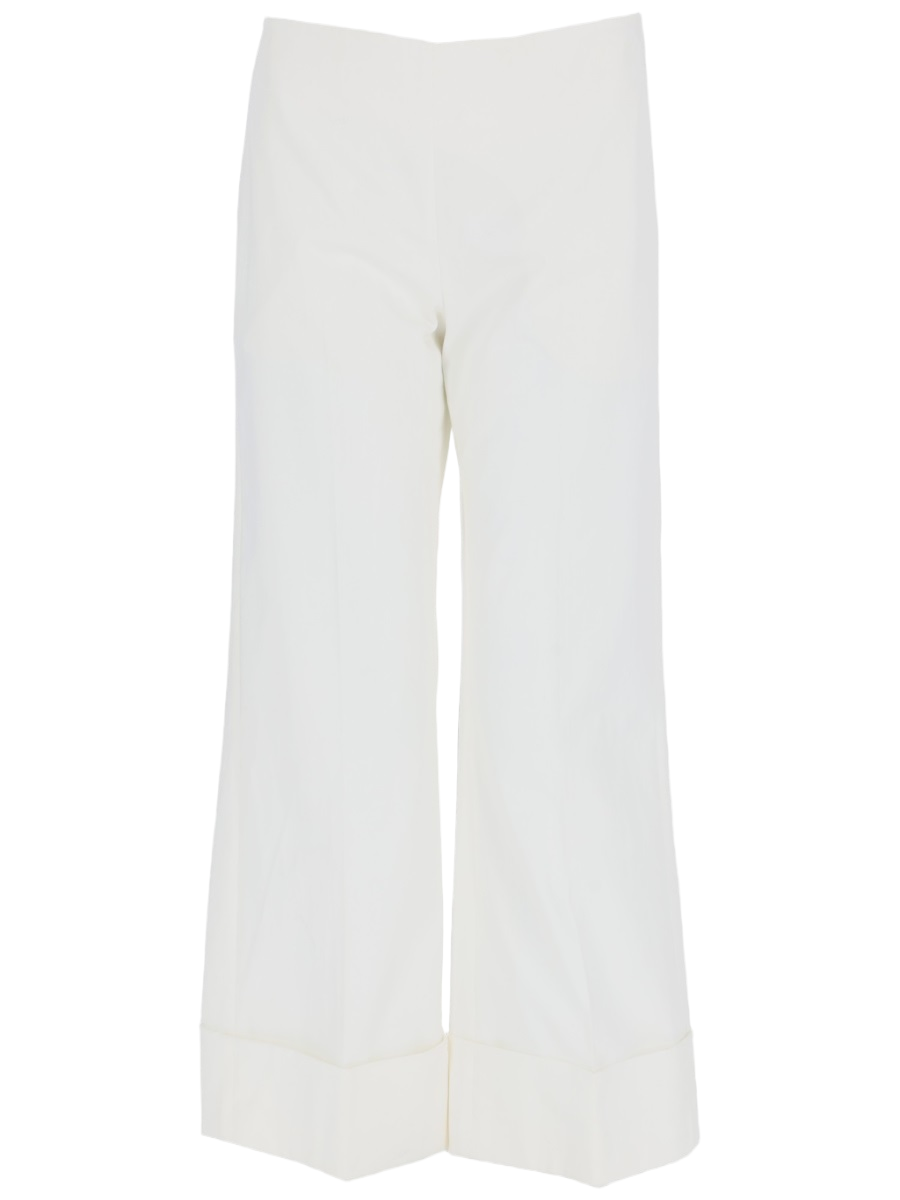 Fay Cotton-Blend Cropped Wide-Leg Pants Wit