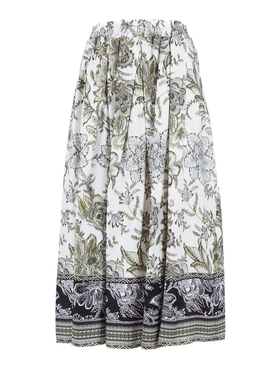 Fay Floral Print Elastic Long Skirt Wit