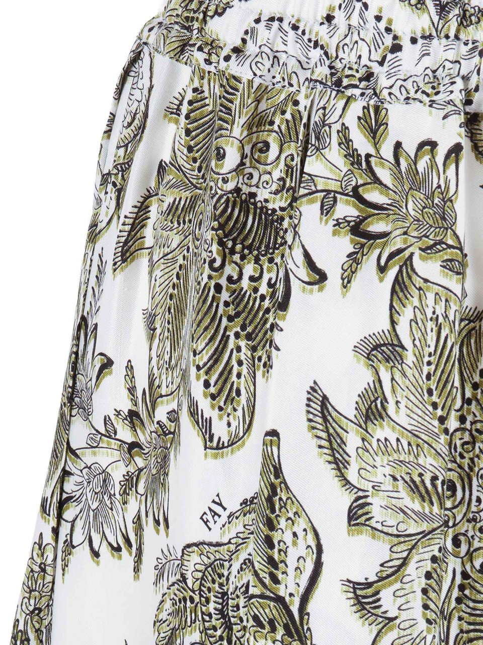 Fay Floral Print Elastic Long Skirt Wit