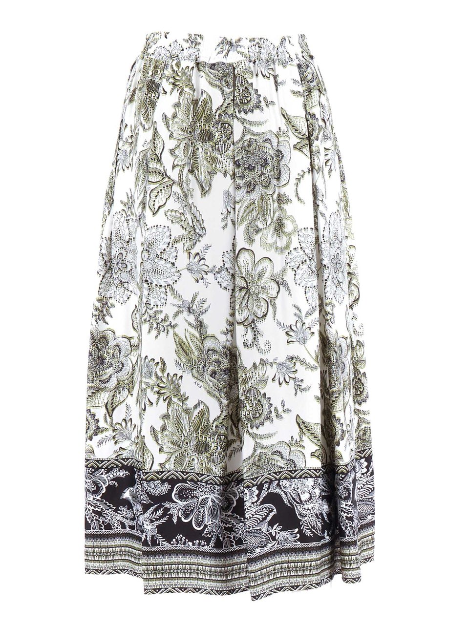 Fay Floral Print Elastic Long Skirt Wit