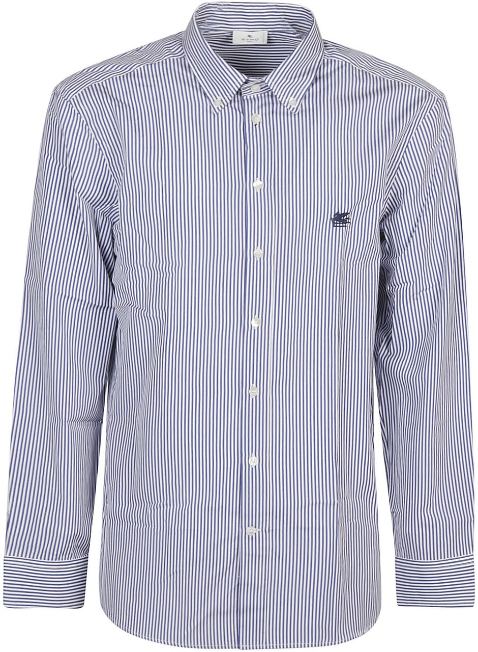 Etro Roma Botton Down Shirt Blue Blauw