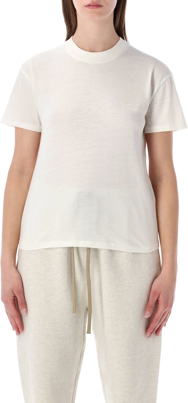 Fear of God Essentials Fear of God ivory embroidered classic tee Neutraal