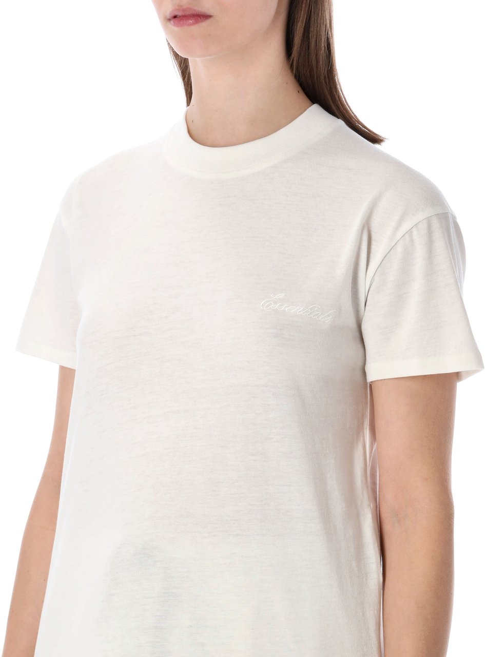 Fear of God Essentials Fear of God ivory embroidered classic tee Neutraal