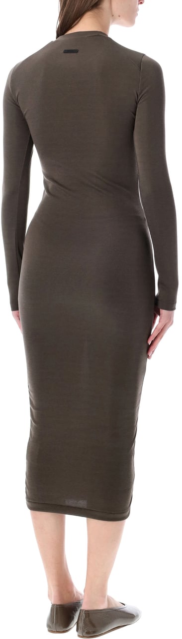 Fear of God Lons Sleeve Rib Cotton Dress Marrone Taupe
