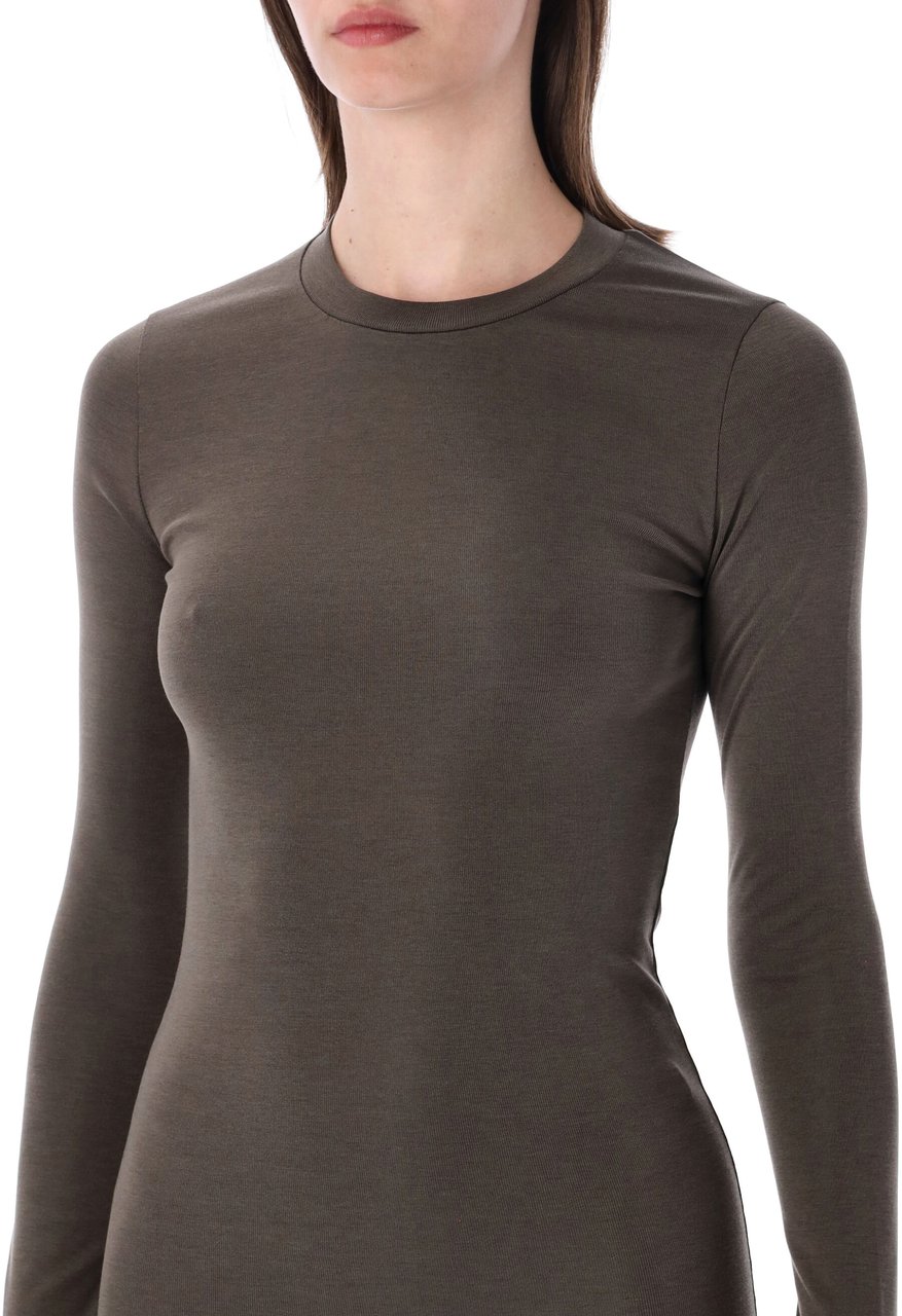 Fear of God Lons Sleeve Rib Cotton Dress Marrone Taupe