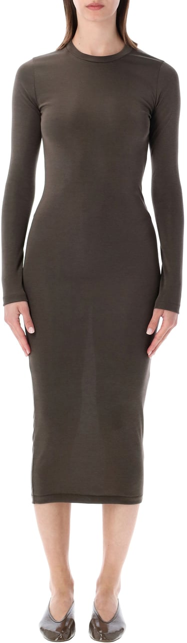 Fear of God Lons Sleeve Rib Cotton Dress Marrone Taupe