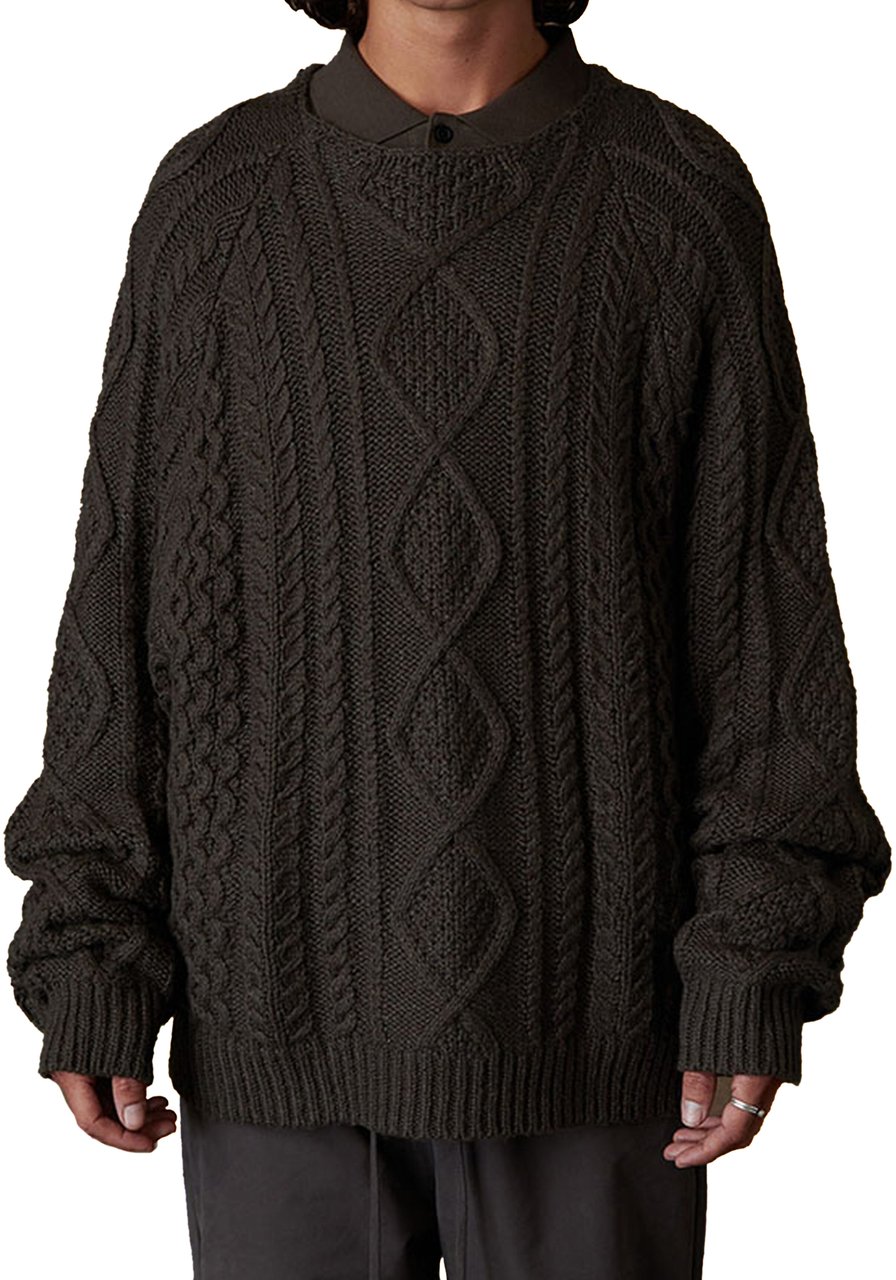 Fear of God Essentials Cable Knit Sweater Zwart