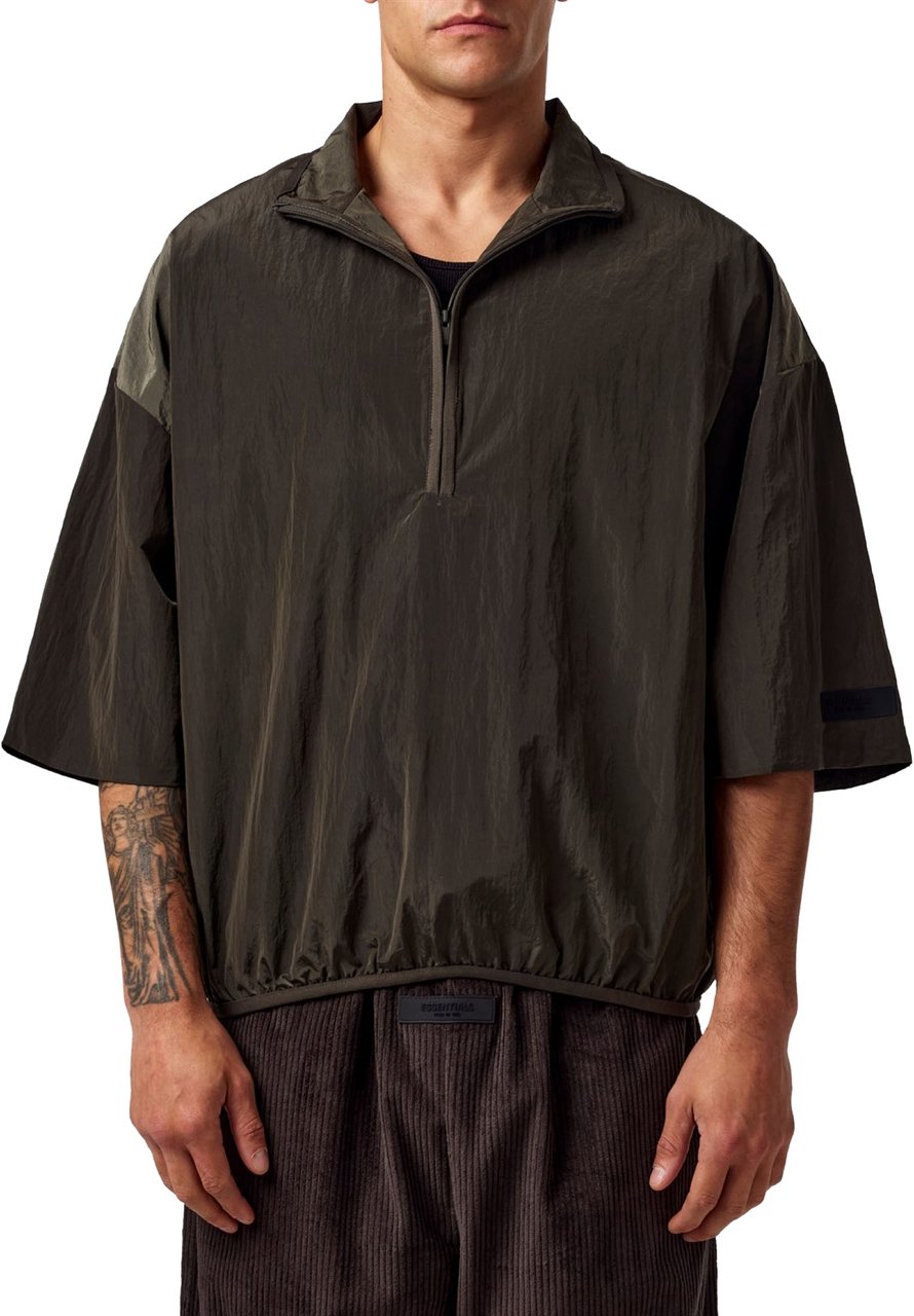 Fear of God Essentials Half Zip Mockneck Shirt Groen