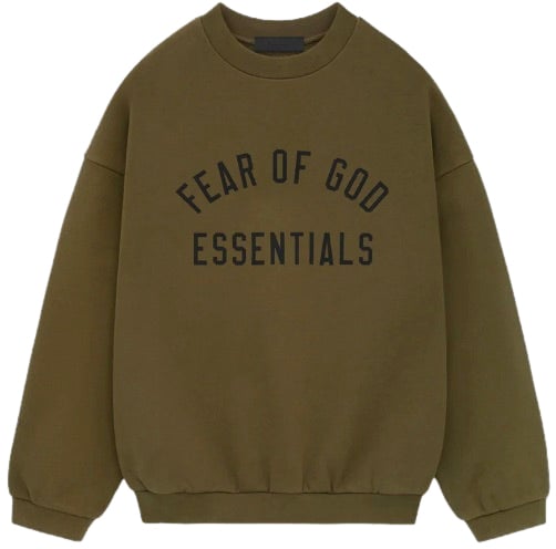 Fear of God Fear of God Essentials Fleece Crewneck 'Olive' Donkergroen