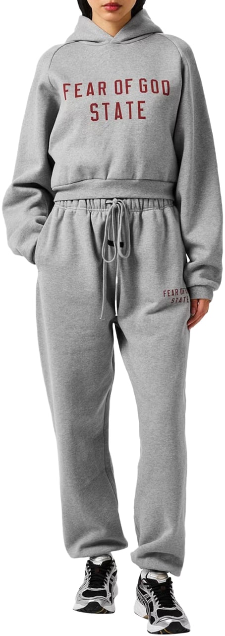 Fear of God Essentials Logo Fleece Cropped Hoodie Grijs