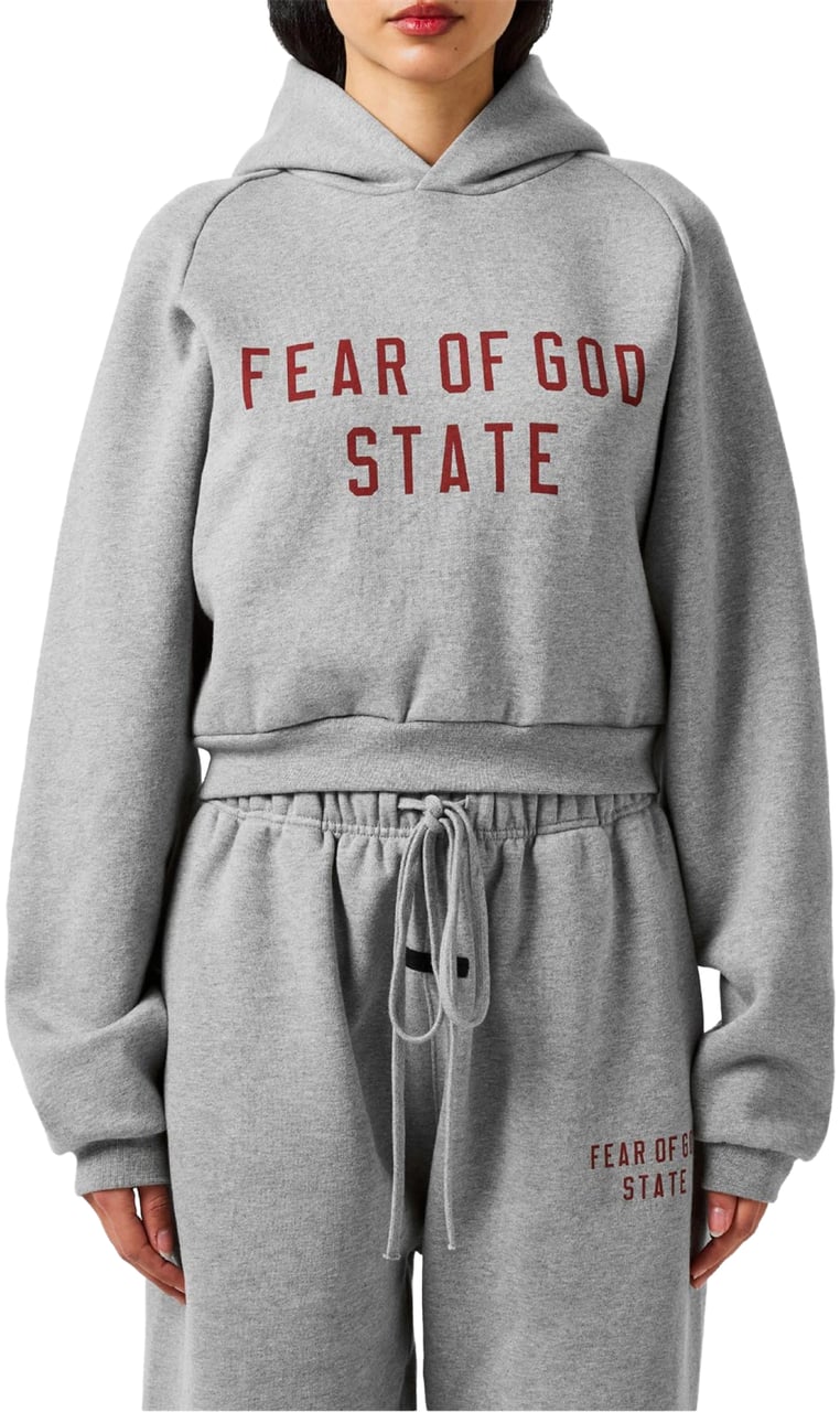 Fear of God Essentials Logo Fleece Cropped Hoodie Grijs