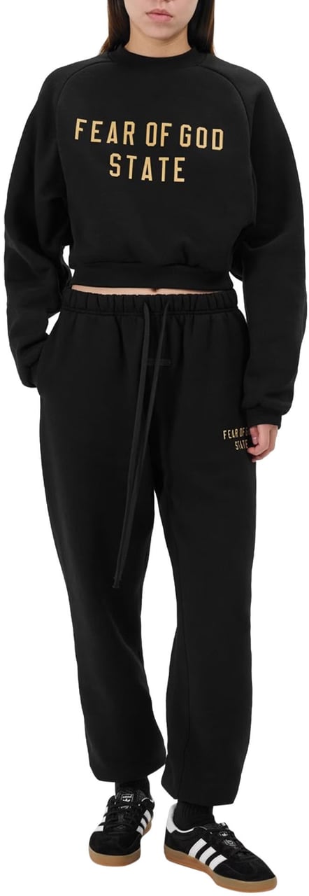 Fear of God Essentials Logo Fleece Cropped Sweatshirt Zwart