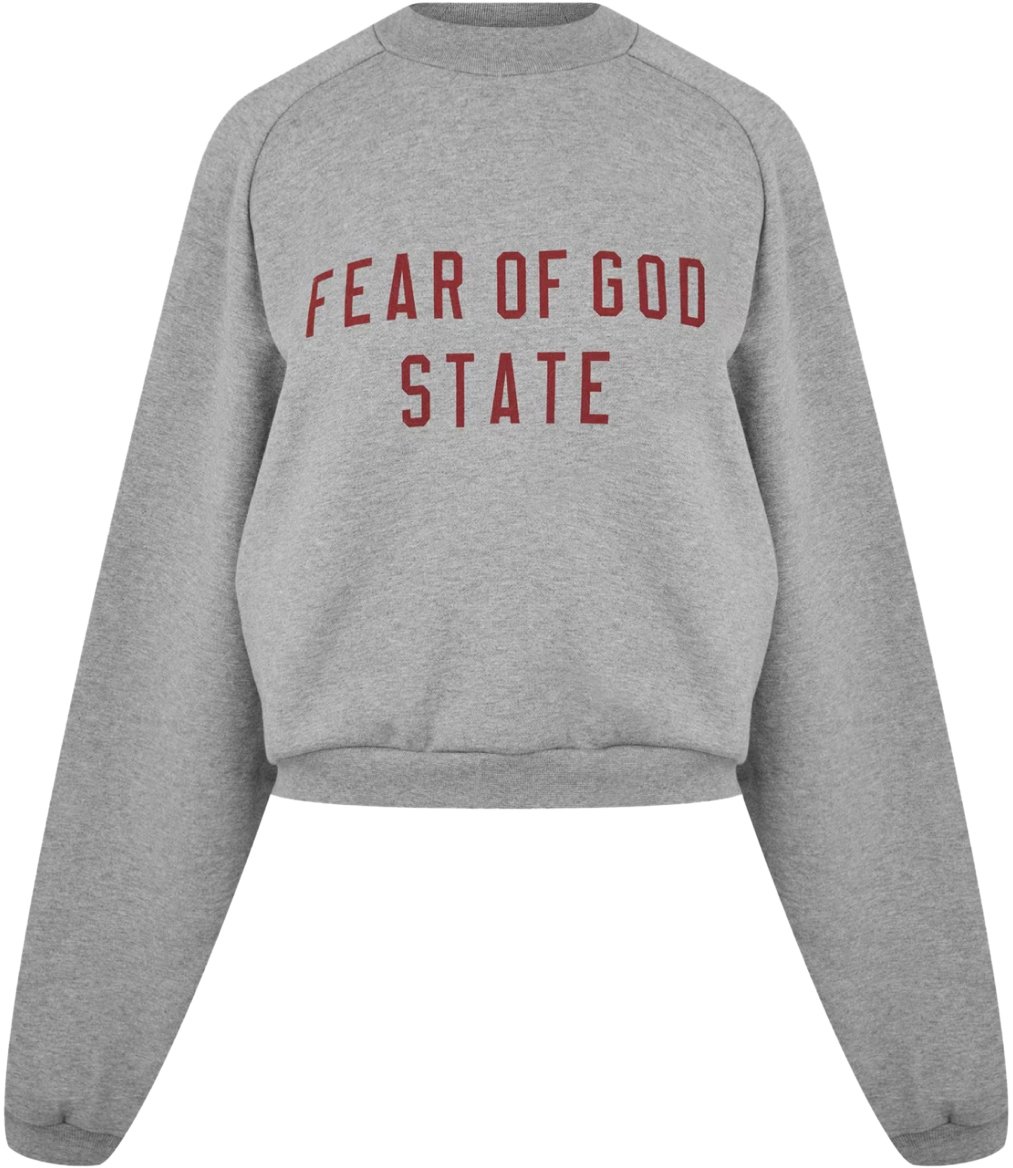 Fear of God Essentials Logo Fleece Cropped Sweatshirt Grijs