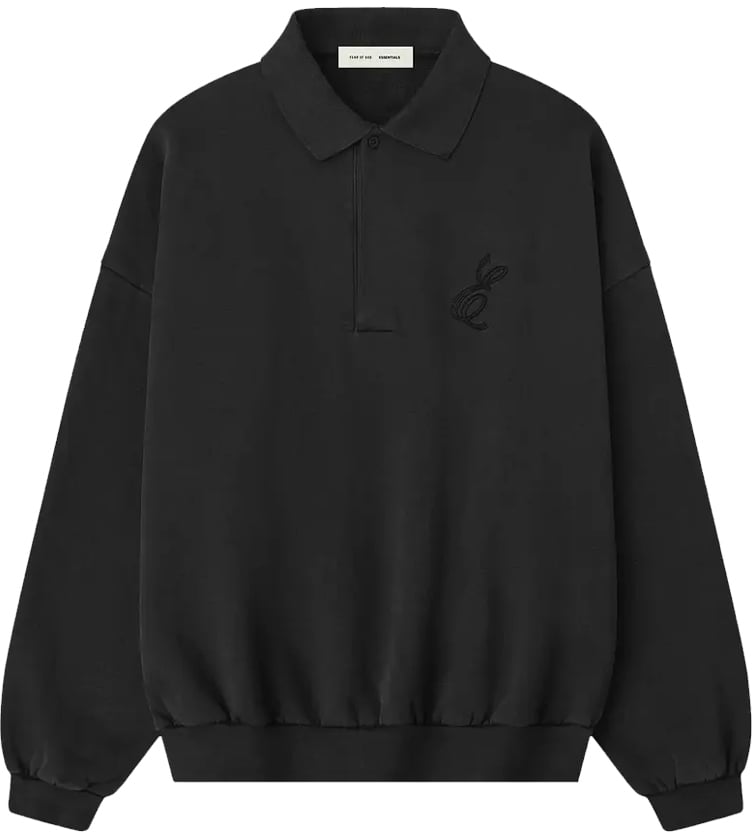 Fear of God Fear of God Essentials Classic Polo Sweatshirt 'Vintage Black' Zwart