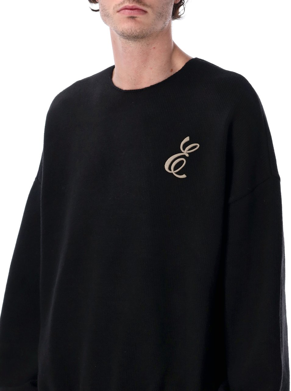 Fear of God Waffle Crewneck Sweater Vintage Black Zwart