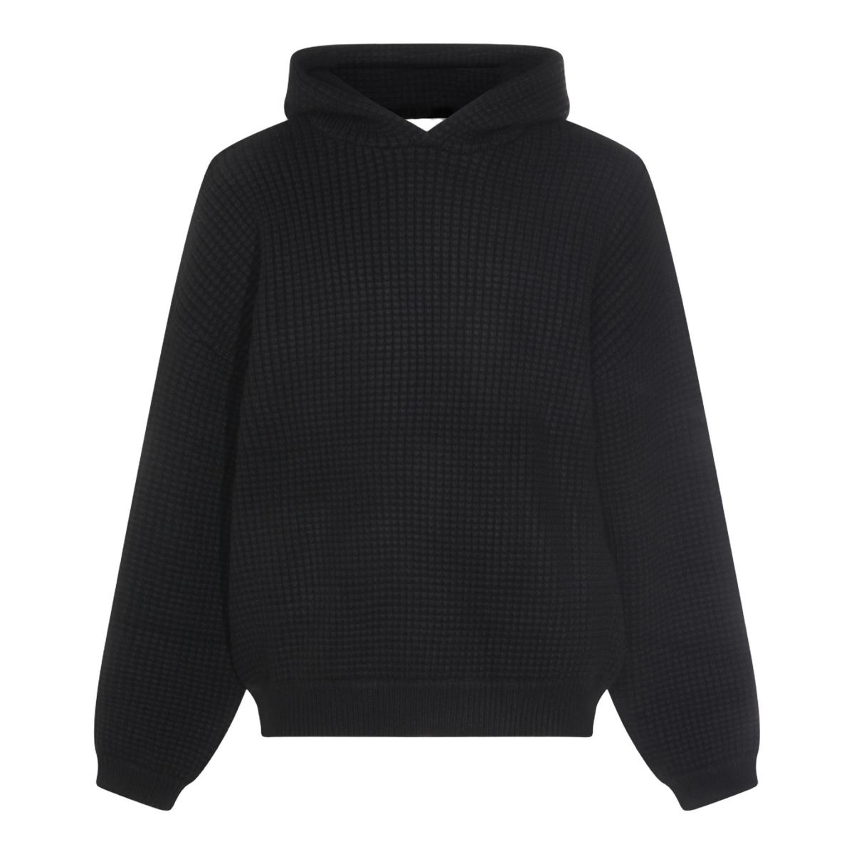 Fear of God Textured Waffle Knit Sweater with Hood Zwart