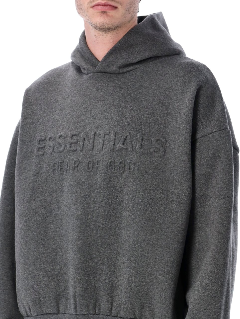 Fear of God Fear of God Essentials embossed hoodie grey Grijs