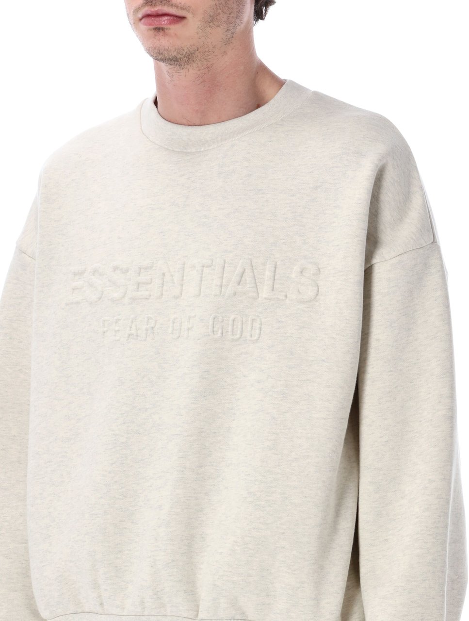 Fear of God Fear of God Essentials Embossed crewneck oatmeal heather Beige