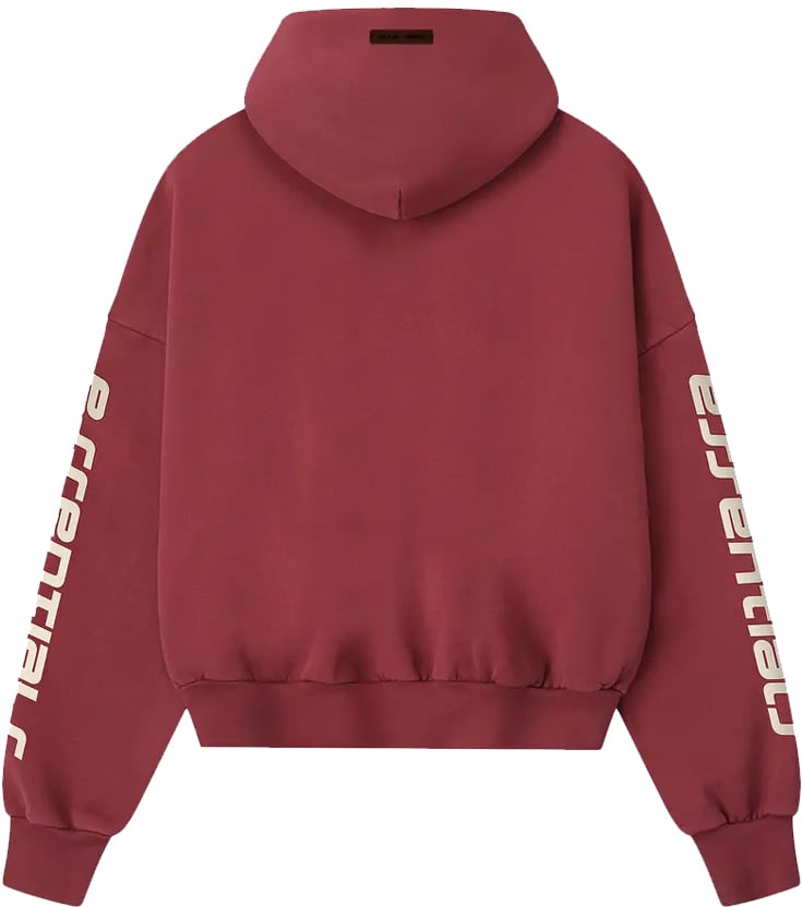 Fear of God Fear of God Essentials Cropped Relaxed Hoodie 'Crimson' Divers