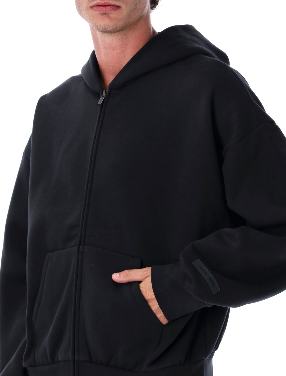 Fear of God Classic Fit Fleece Zip-Up Hoodie Jet Black Zwart