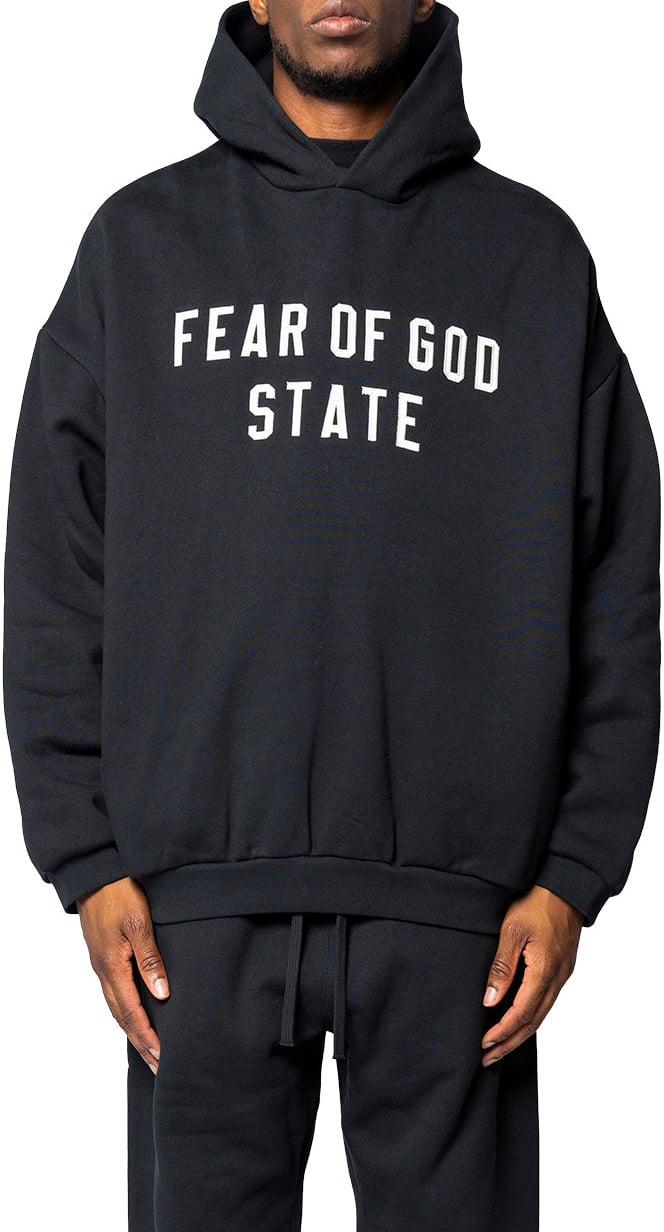 Fear of God 90'S FIT FLEECE HOODIE JET BLACK Zwart