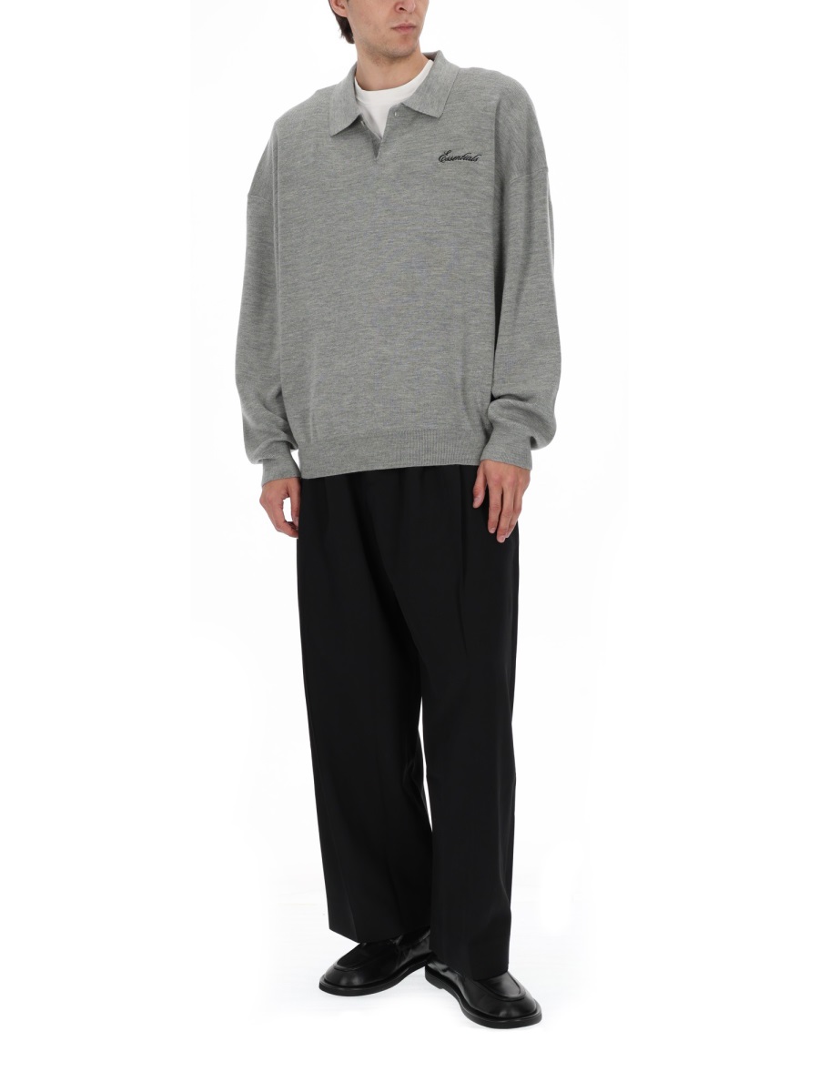 Fear of God Essentials Long Sleeve Fine Knit Polo Shirt Grijs