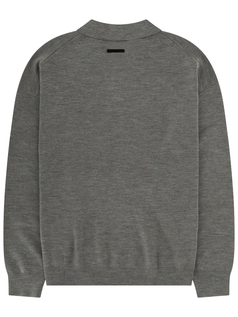 Fear of God Essentials Long Sleeve Fine Knit Polo Shirt Grijs