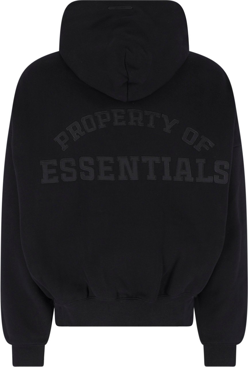Fear of God Black Cropped Half-Zip Embossed Logo Hoodie Zwart