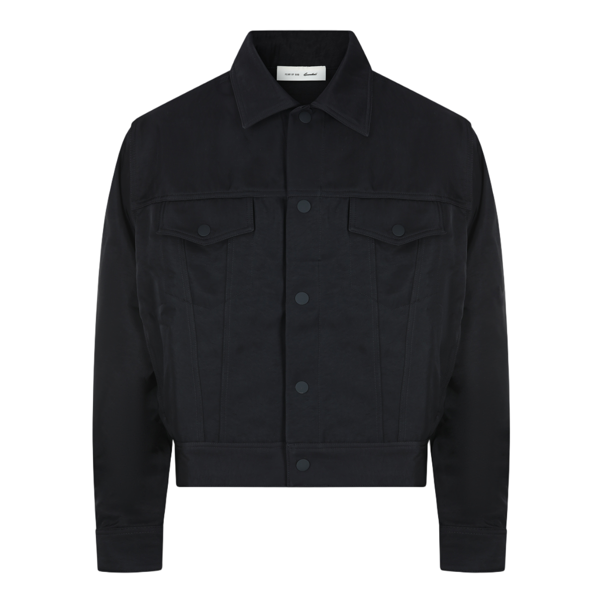 Fear of God Structured Black Jacket With Classic Collar And Button-Down Front Zwart