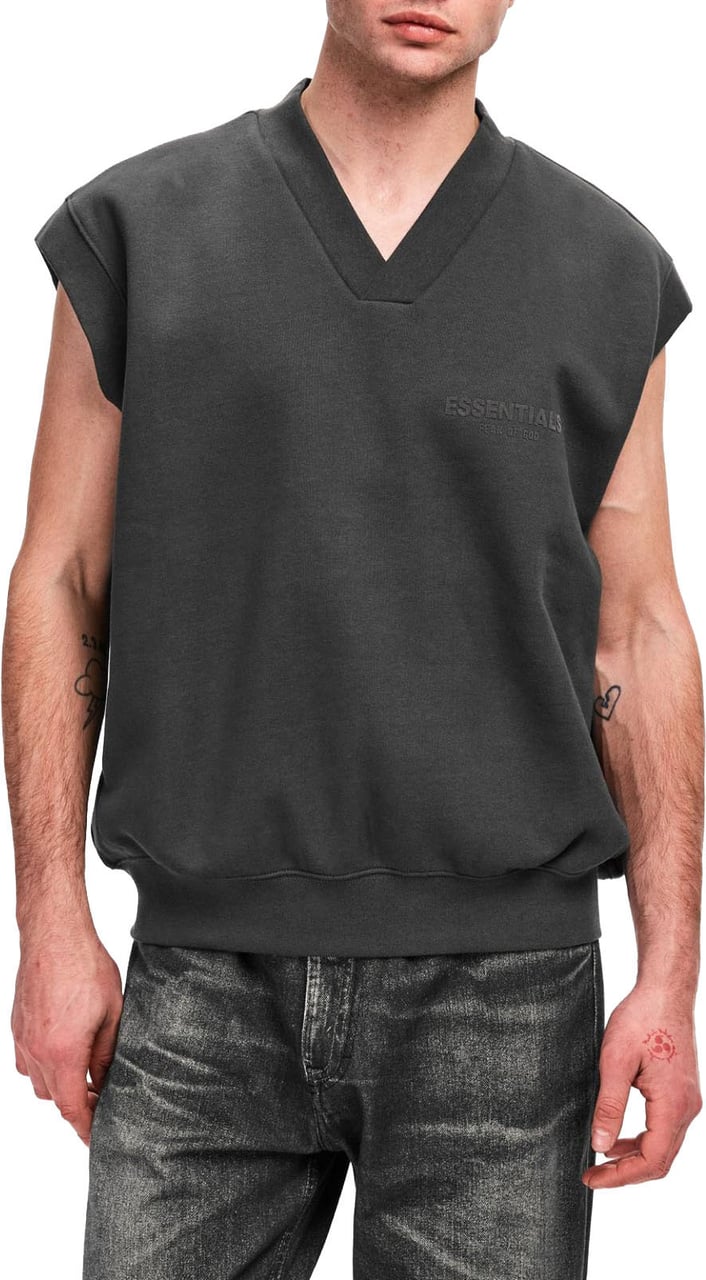 Fear of God Essentials V Neck Sweatshirt Vest Zwart