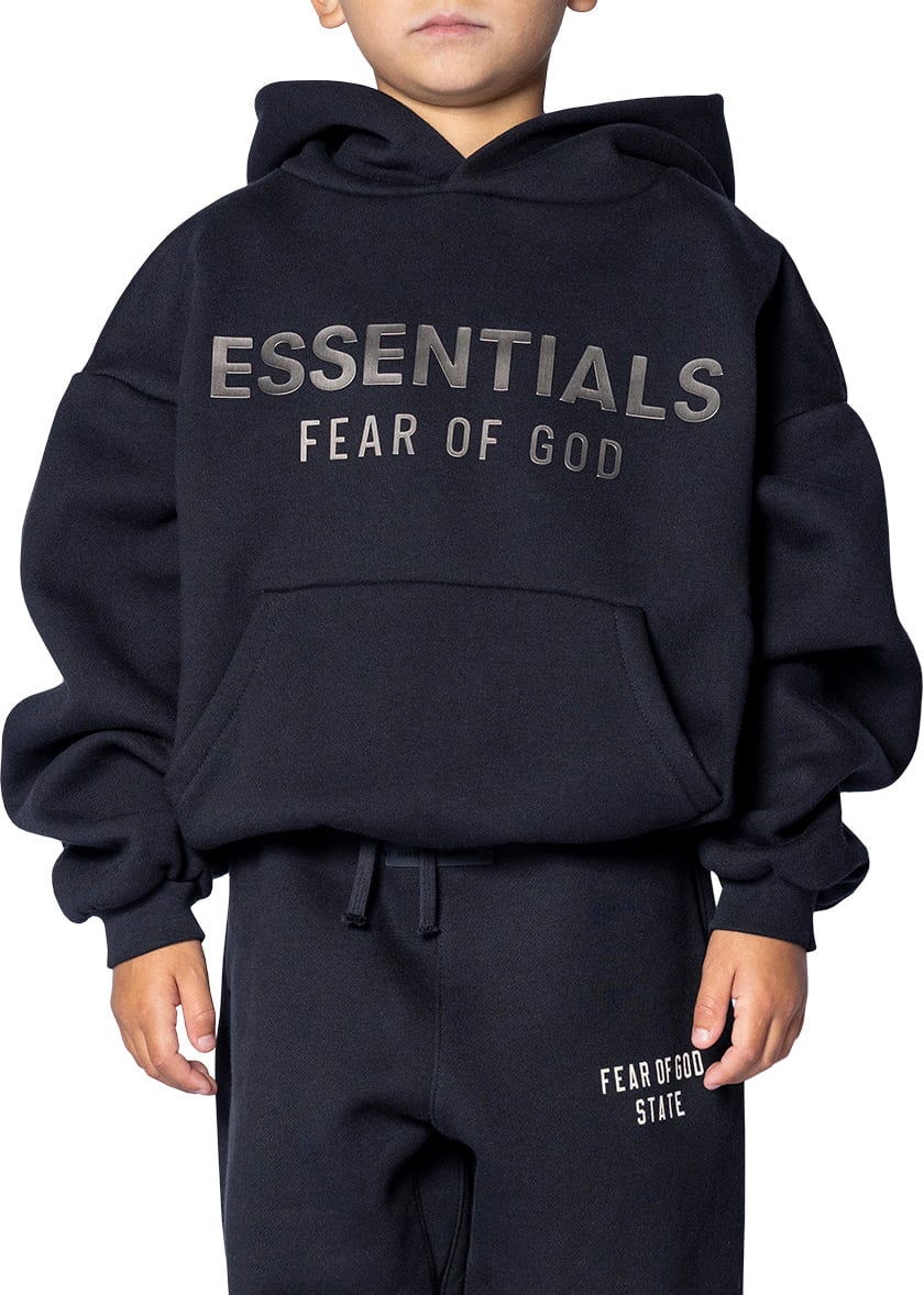 Fear of God KID'S FLEECE HOODIE JET BLACK Zwart