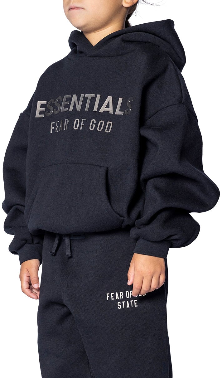 Fear of God KID'S FLEECE HOODIE JET BLACK Zwart