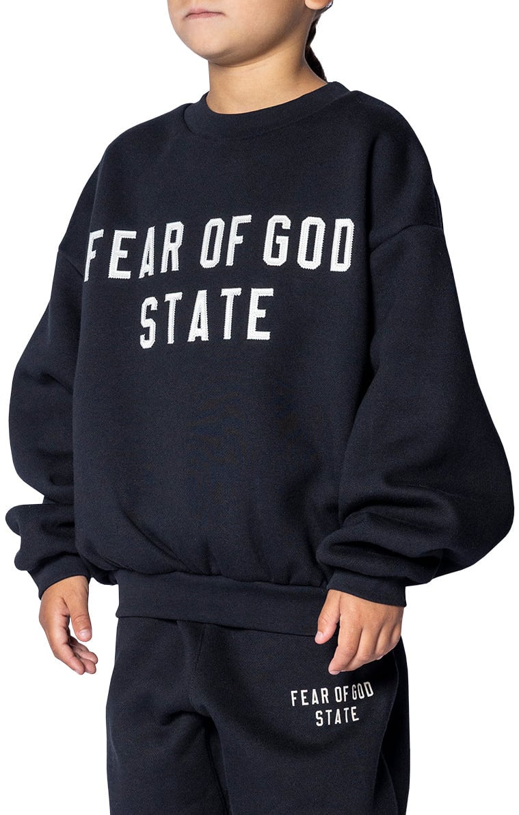 Fear of God KID'S 90'S FIT FLEECE CREW JET BLACK Zwart