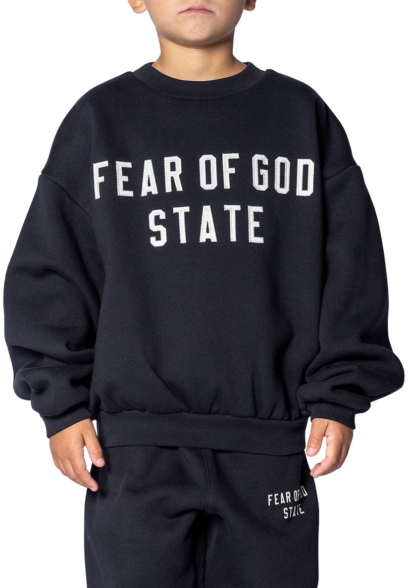 Fear of God KID'S 90'S FIT FLEECE CREW JET BLACK Zwart
