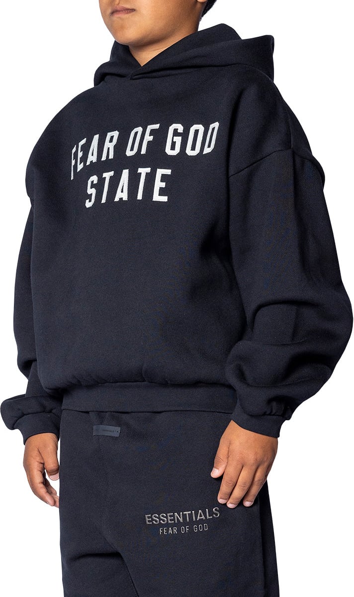 Fear of God KID'S 90'S FIT FLEECE HOODIE JET BLACK Zwart